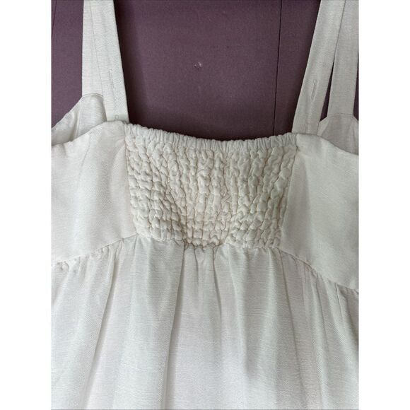 L'Agence Jessamy Dress Linen Maxi Pleated Smocked Baby Doll Milkmaid Beach - Picture 6 of 9